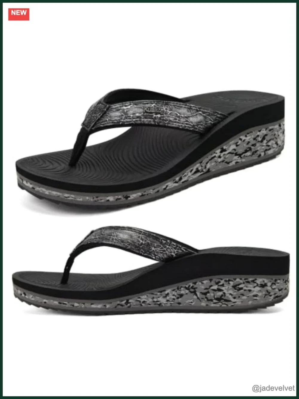 Platform Flip Flops with Arch Support - Comfortable Wedge Sandals - Boho Dressy